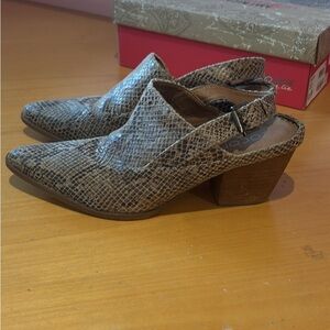 Anthropologie Brown Snakeskin Mules